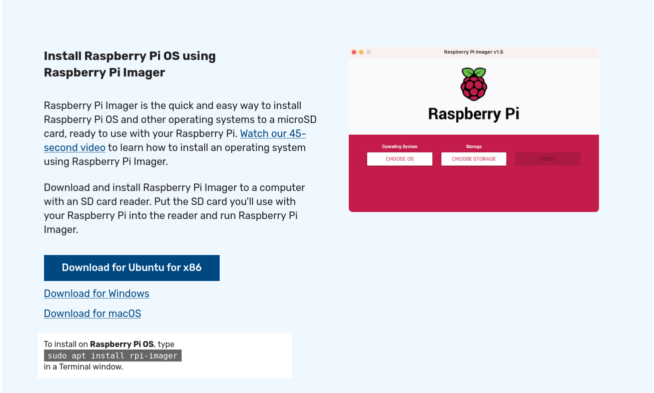 Raspberry Pi Imager Download Screenshot